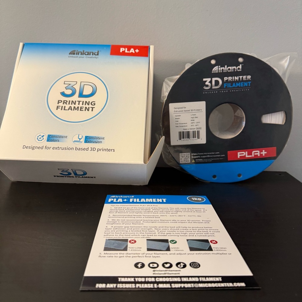 WHITE Inland 3D Printer Printing Filament PLA+